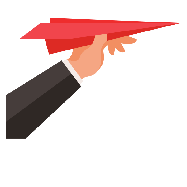 Hand Holding Red Paper Airplane