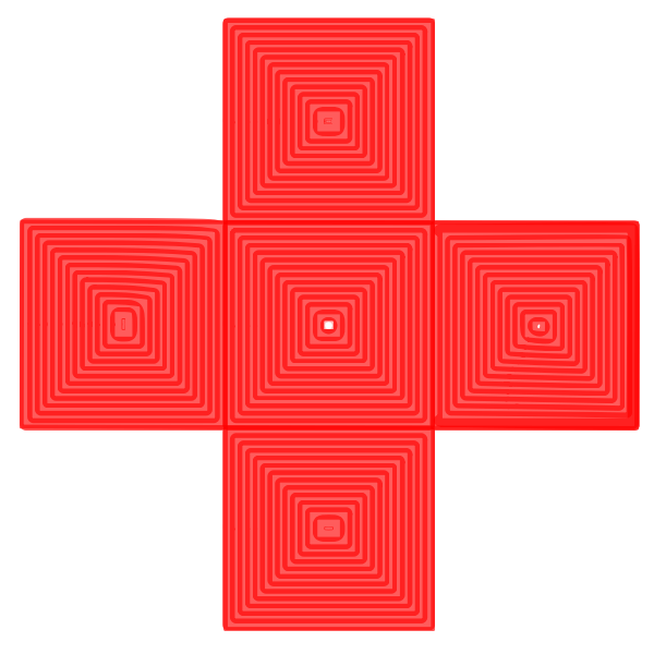 Red cross containing red square-pyramids illustration