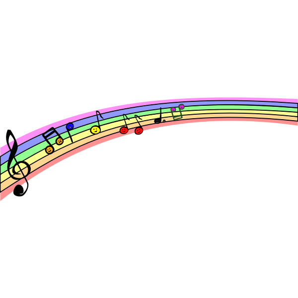 Vector graphics of rainbow musical notes