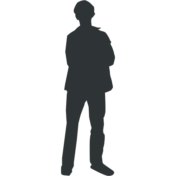 Vector graphics of grey man standing outline