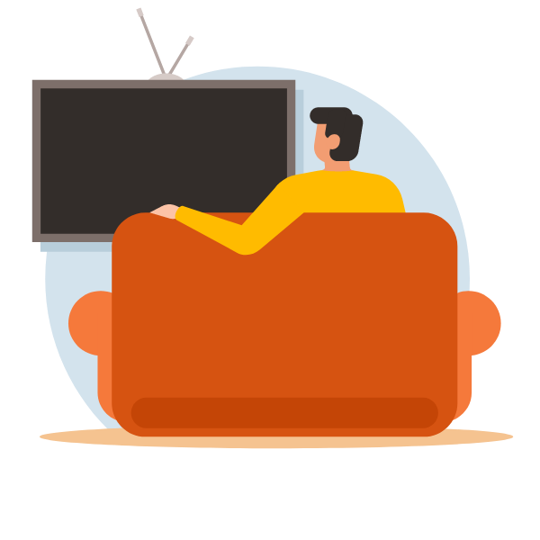 Man is watching TV