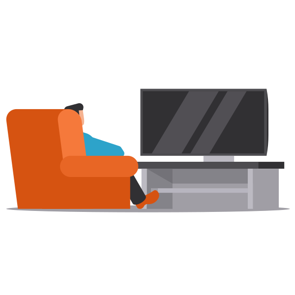 Person Watching Television on Armchair