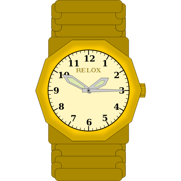 Vector drawing of gold wristwatch
