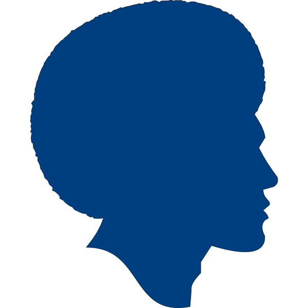 Male afro avatar blue silhouette