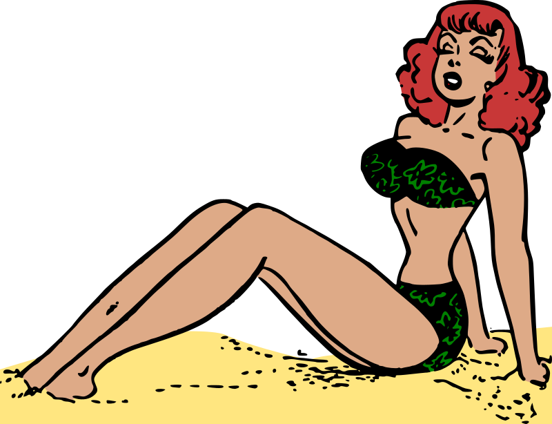 Retro bikini pin-up redhead