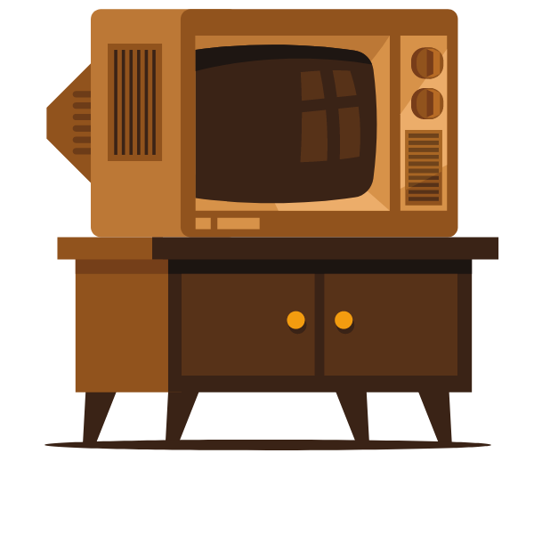Retro TV set on the cabinet