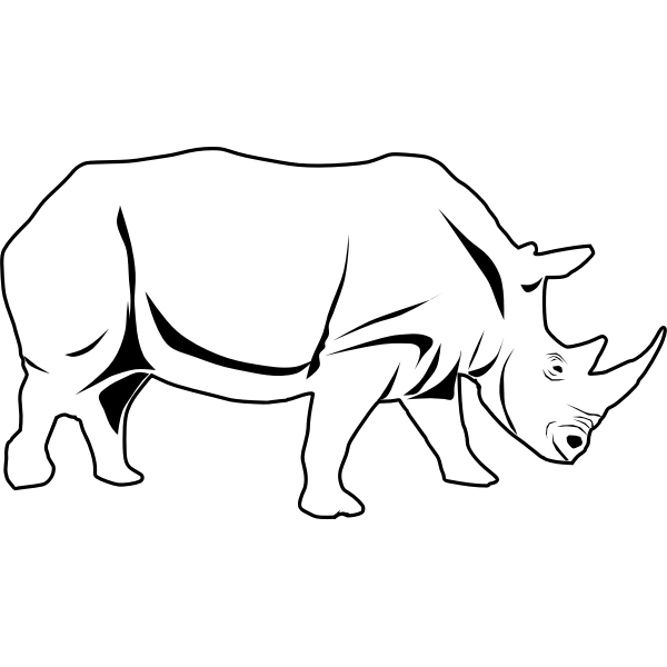 Vector line art image of a rhino