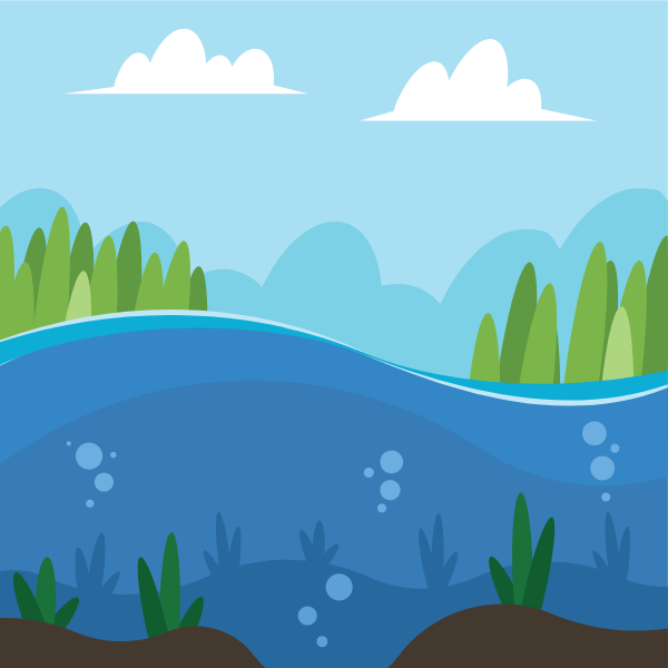 Underwater river landscape