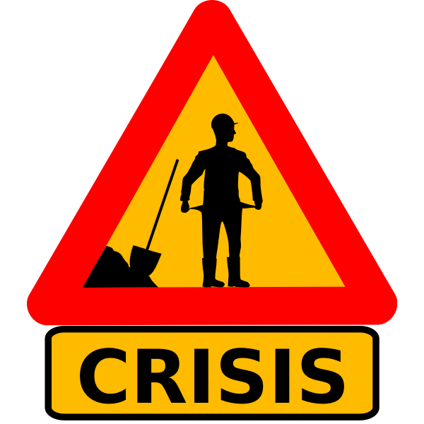 Vector clip art of money crisis warning roadsign