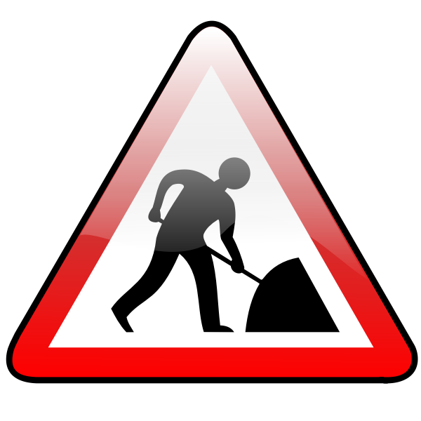 Vector clip art of shiny construction warning road sign