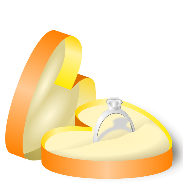 Wedding ring in a heart shaped box vector graphics