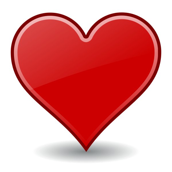 Vector illustration of red heart with round shadow