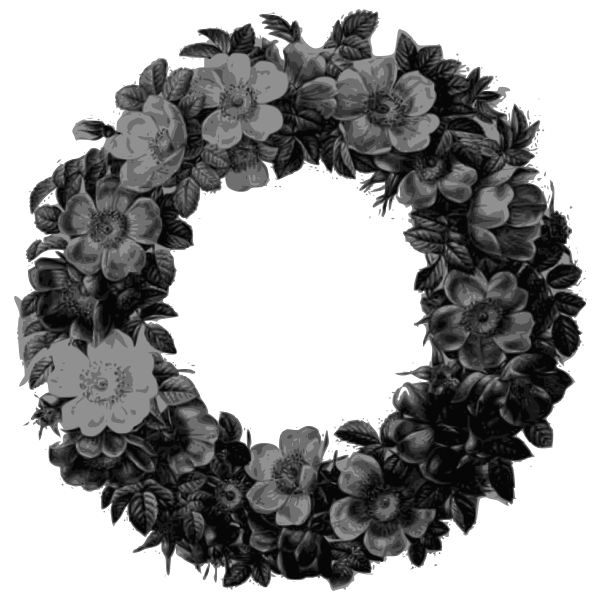 rose wreath grayscale