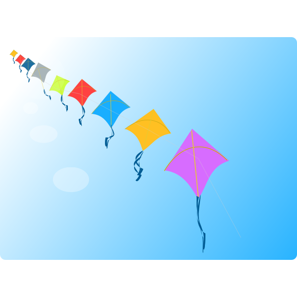 Row of kites vector clip art
