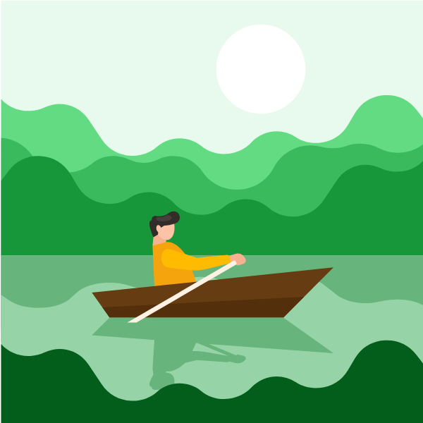 Man rowing boat on the river