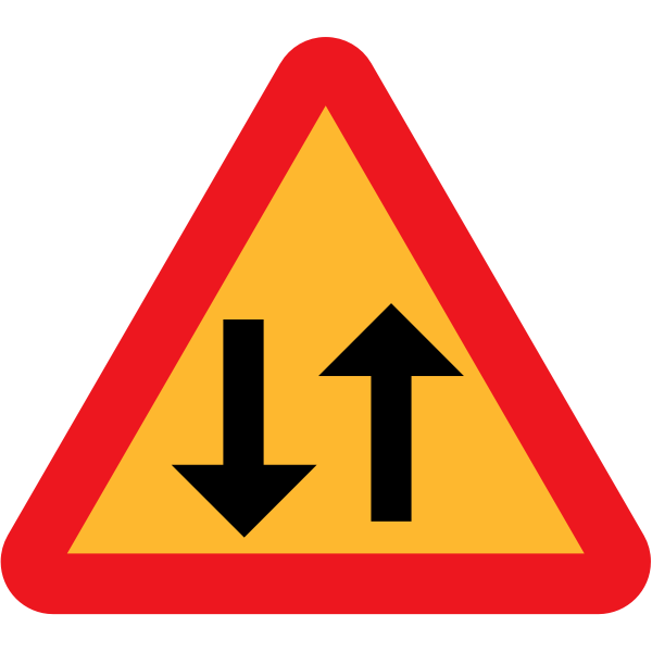 Two lanes of the road traffic sign vector drawing - Free SVG