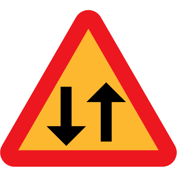 Two Lanes Of The Road Traffic Sign Vector Drawing Free Svg