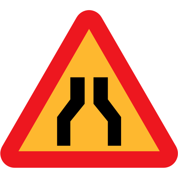 Road narrows on both sides sign vector image