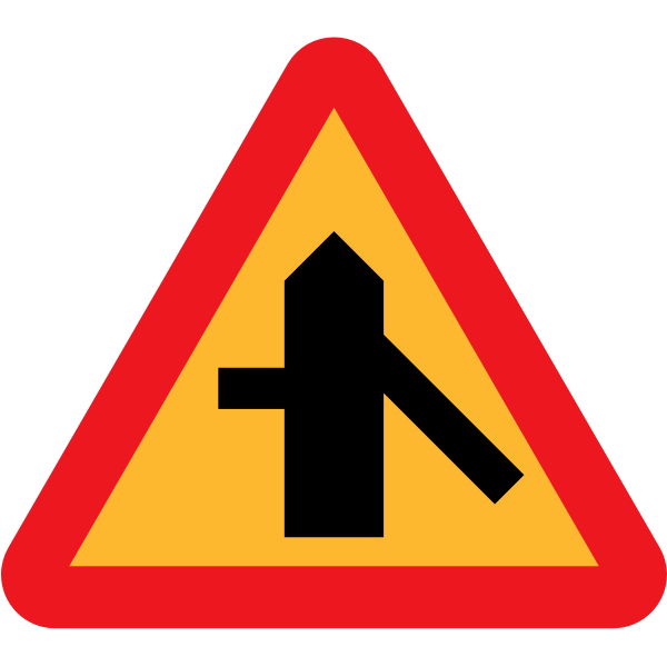 Merging traffic sign vector image | Free SVG