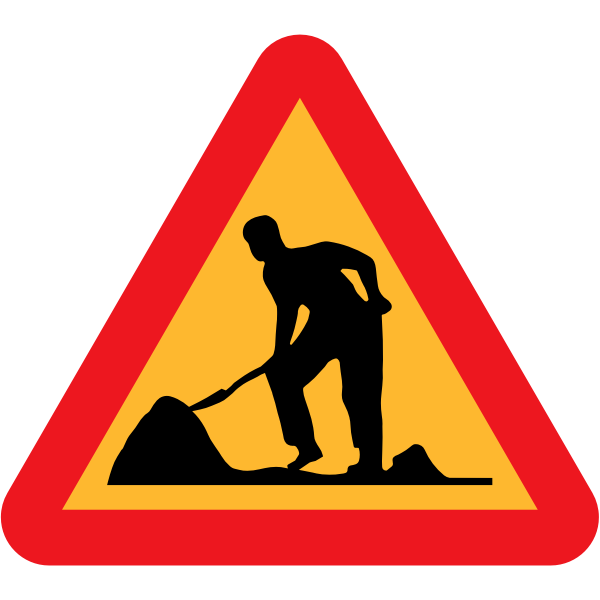 Workmen ahead road traffic sign vector clip art