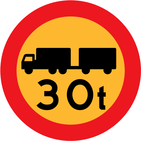 30 ton trucks vector road sign