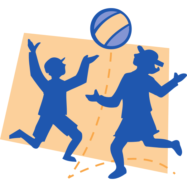 Children playing with ball vector drawing - Free SVG