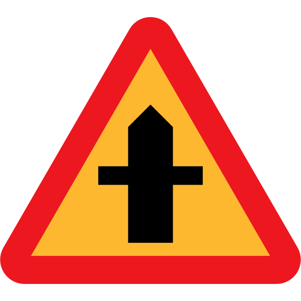 Crossroad traffic sign vector image - Free SVG