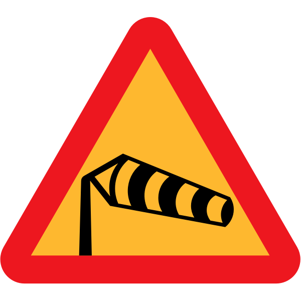 Side winds vector traffic sign