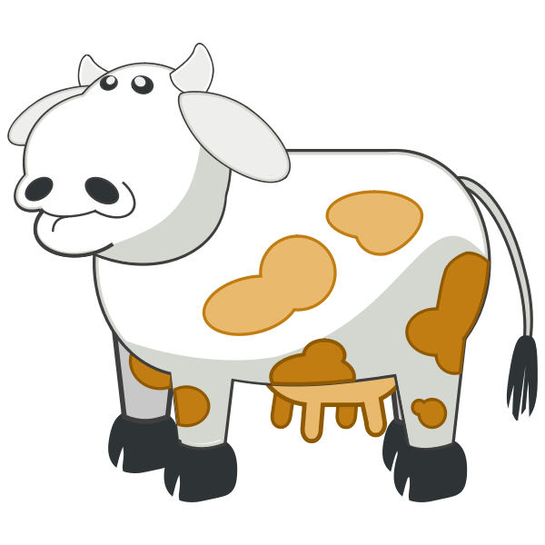 Vector drawing of gray cartoon cow with brown spots | Free SVG