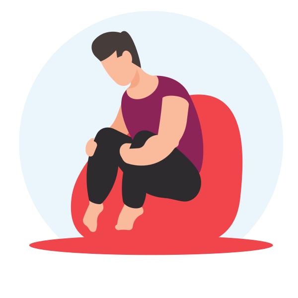 Sad Man Sitting in Bean Bag