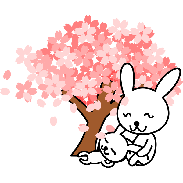 Vector illustration of cherry blossoms rabbit