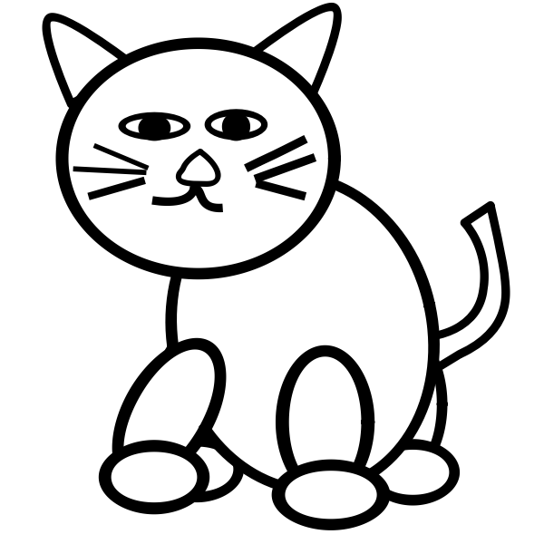 Vector clip art of black and white cartoon kitten | Free SVG