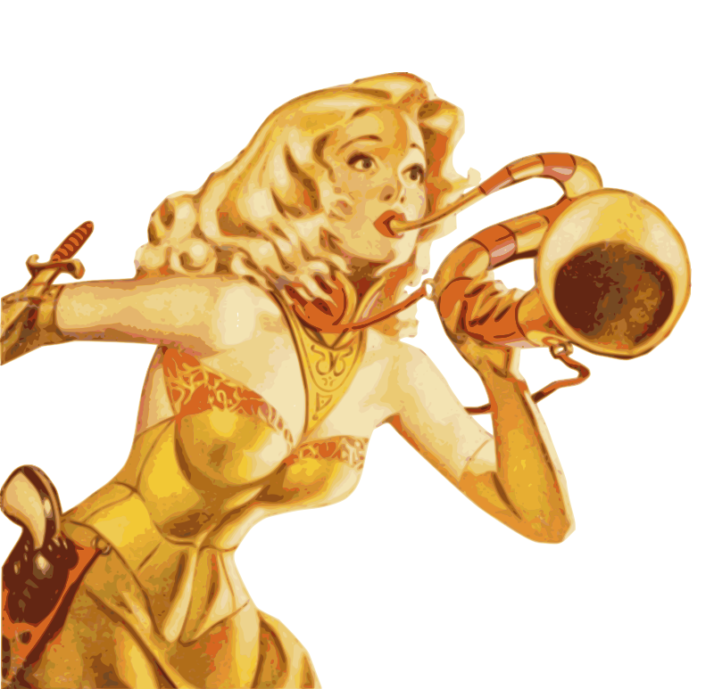 Sci-fi lady with space trumpet