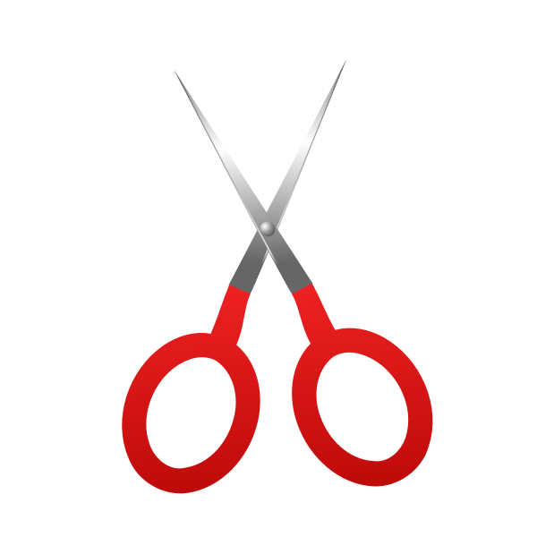 Vector image of wide finger red scissors