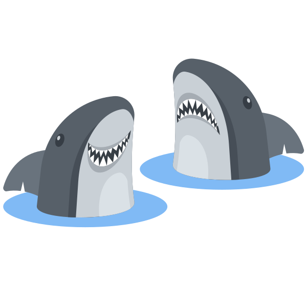 Cartoon Sharks Emerging From Water