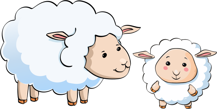 Cartoon sheep and lamb