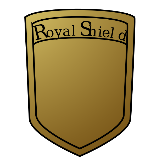 Vector graphics of royal shield blank in golden color