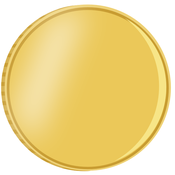 Vector illustration of shiny gold coin with reflection