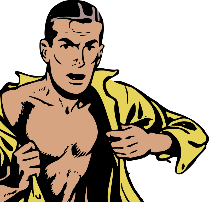 Shirtless man from a comic book