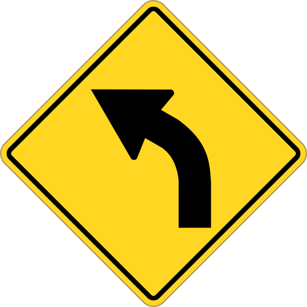 Turn left traffic roadsign vector image - Free SVG
