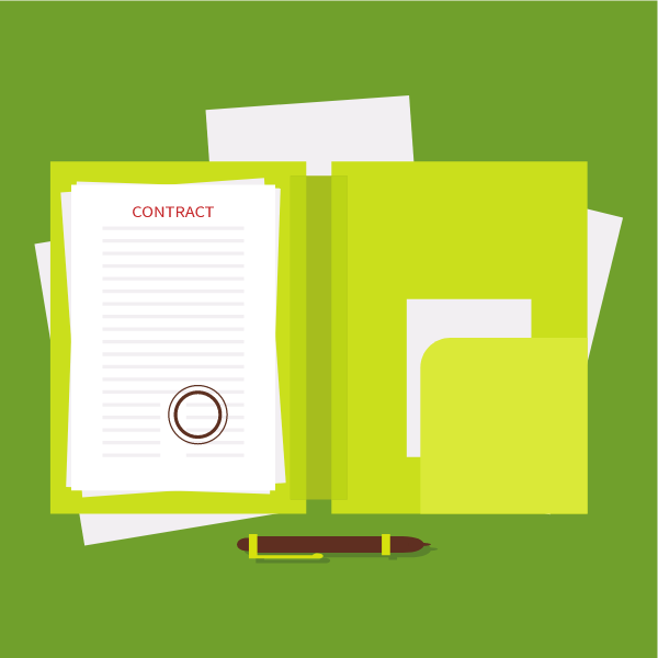 Signing a contract concept