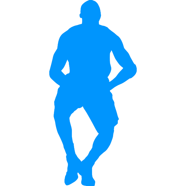 Blue silhouette of a basketball player