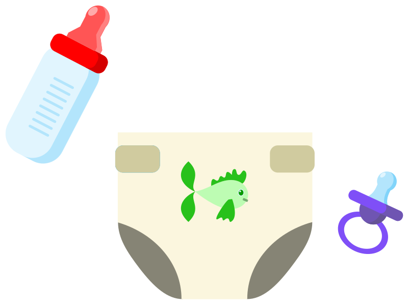 Bottle, Diaper and Pacifier