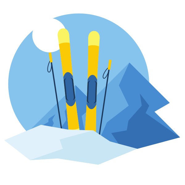 Ski Equipment in Mountain Landscape