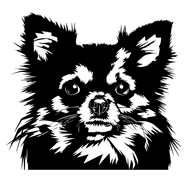 Black and White Dog Head Silhouette