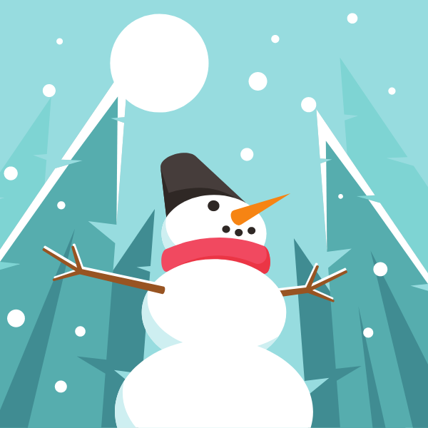 Snowman in the winter landscape