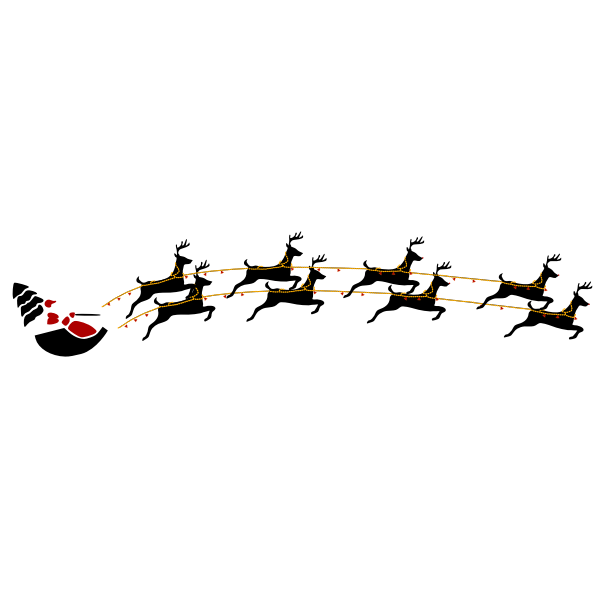 Santa with eight reindeer vector illustration