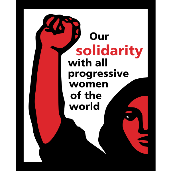 Solidarity with all progressive women of the world poster vector clip art