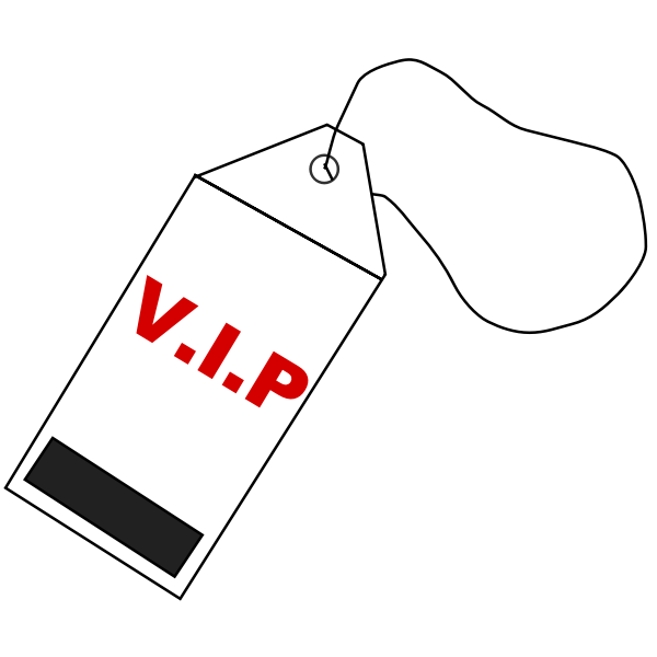 Illustration of red and black VIP tag