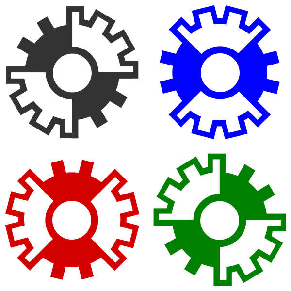 Vector illustration of 4 colored gear wheels
